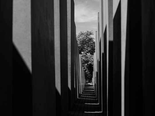 A photograph taken at the Memorial to the Murdered Jews of Europe, in Berlin.